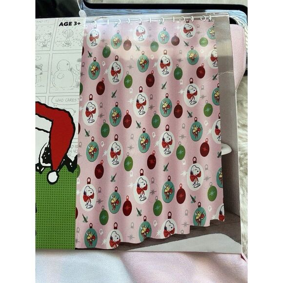 Peanuts Snoopy Woodstock Christmas Ornaments Fabric Shower Curtain 72X72” Pink - Picture 2 of 9